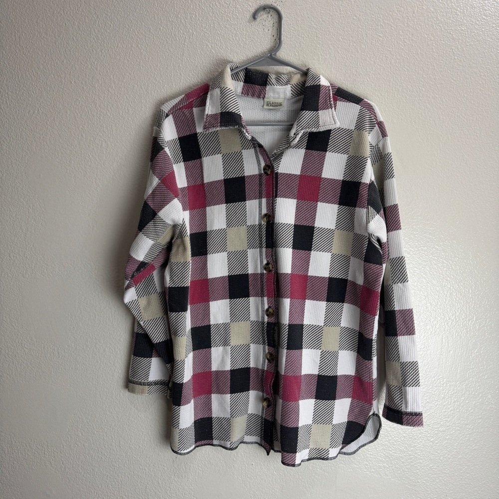 Classic Element Vintage Plaid Button Up Shirt Womens